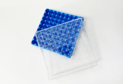 Runlab Криоштатив для пробирок от 1 до 2 мл, 81 ячейка, с прозрачной крышкой, цвет синий, Китай